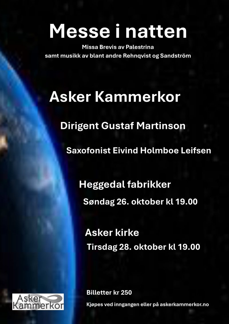 Billett(er), "Messe i natten", Asker kirke 28. oktober kl 19.00 - Bilde 2